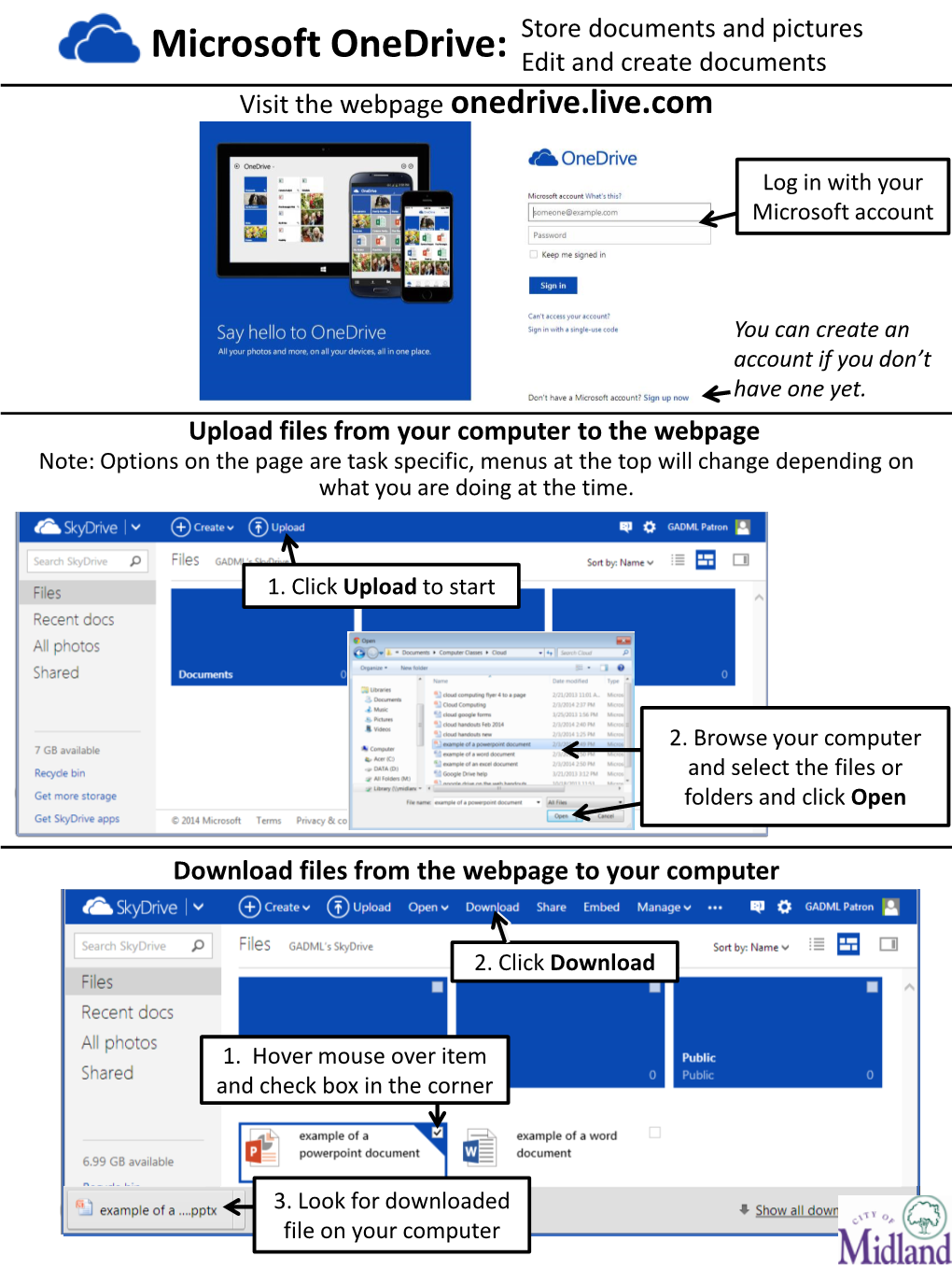 Microsoft Onedrive: Edit and Create Documents Visit the Webpage Onedrive.Live.Com