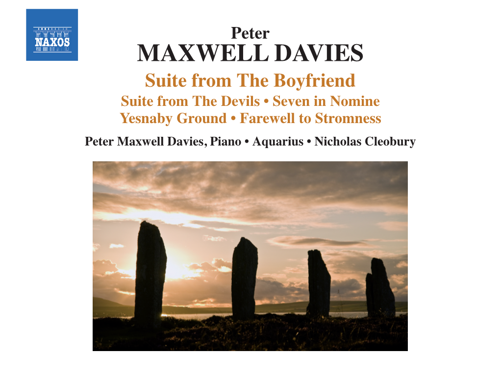 Peter Maxwell Davies, Piano • Aquarius • Nicholas Cleobury Peter Maxwell Davies (B