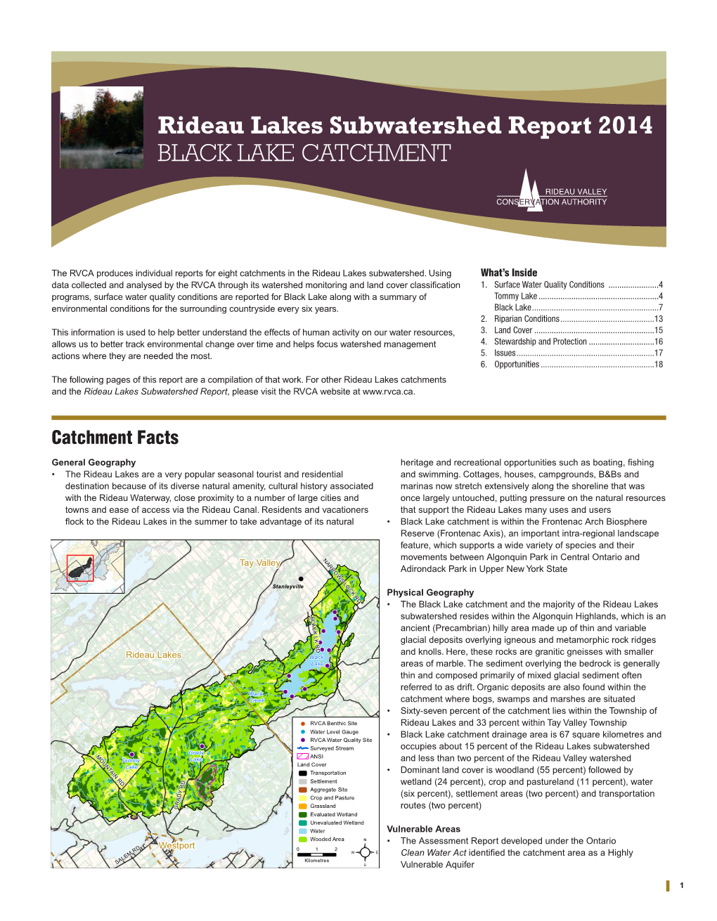 Rideau Lakes Subwatershed Report 2014 BLACK LAKE CATCHMENT