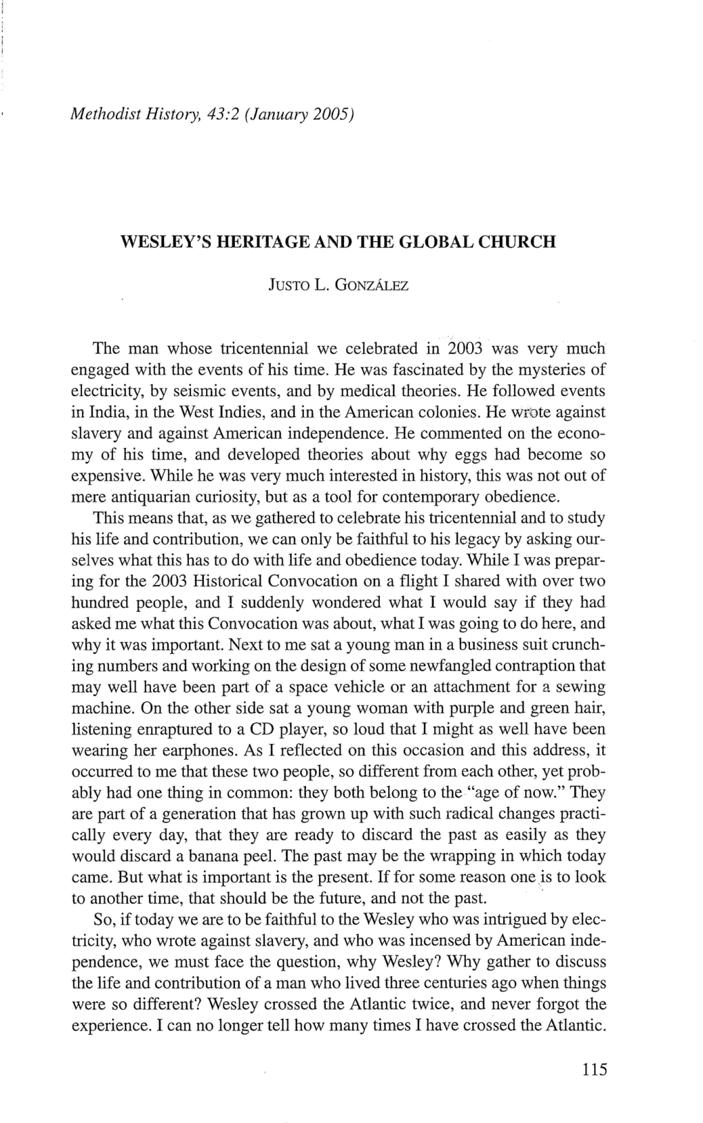 Wesley's Heritage and the Global Church