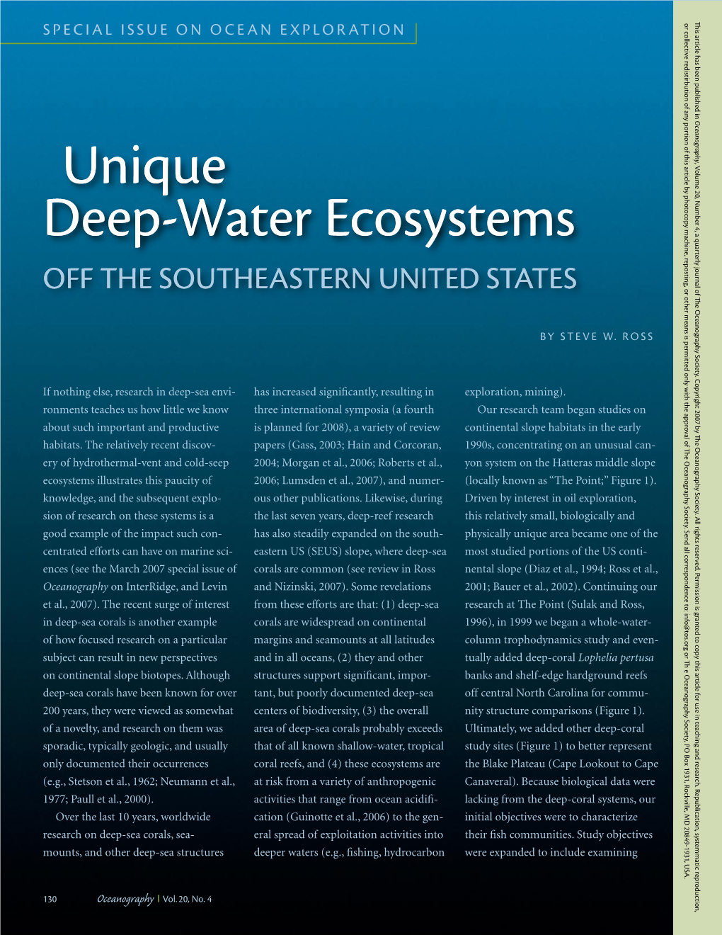 Unique Deep-Water Ecosystems Unique Deep-Water Ecosystems