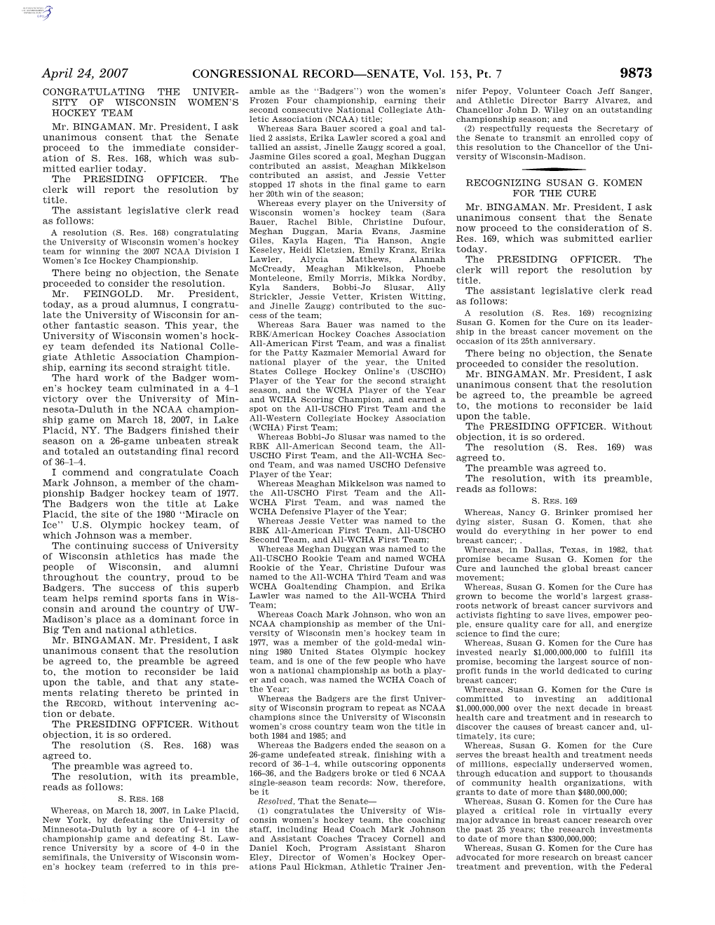 CONGRESSIONAL RECORD—SENATE, Vol. 153, Pt. 7