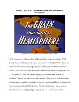 Disney's Corny WWII Film: the Grain That Built a Hemisphere by Dave