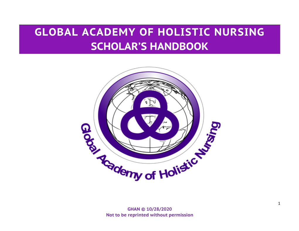 Global Academy of Holistic Nursing Scholar's Handbook