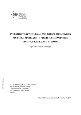 Investigating the Legal and Policy Framework on Child Marriage in Niger: a Comparative Study of Kenya and Ethiopia