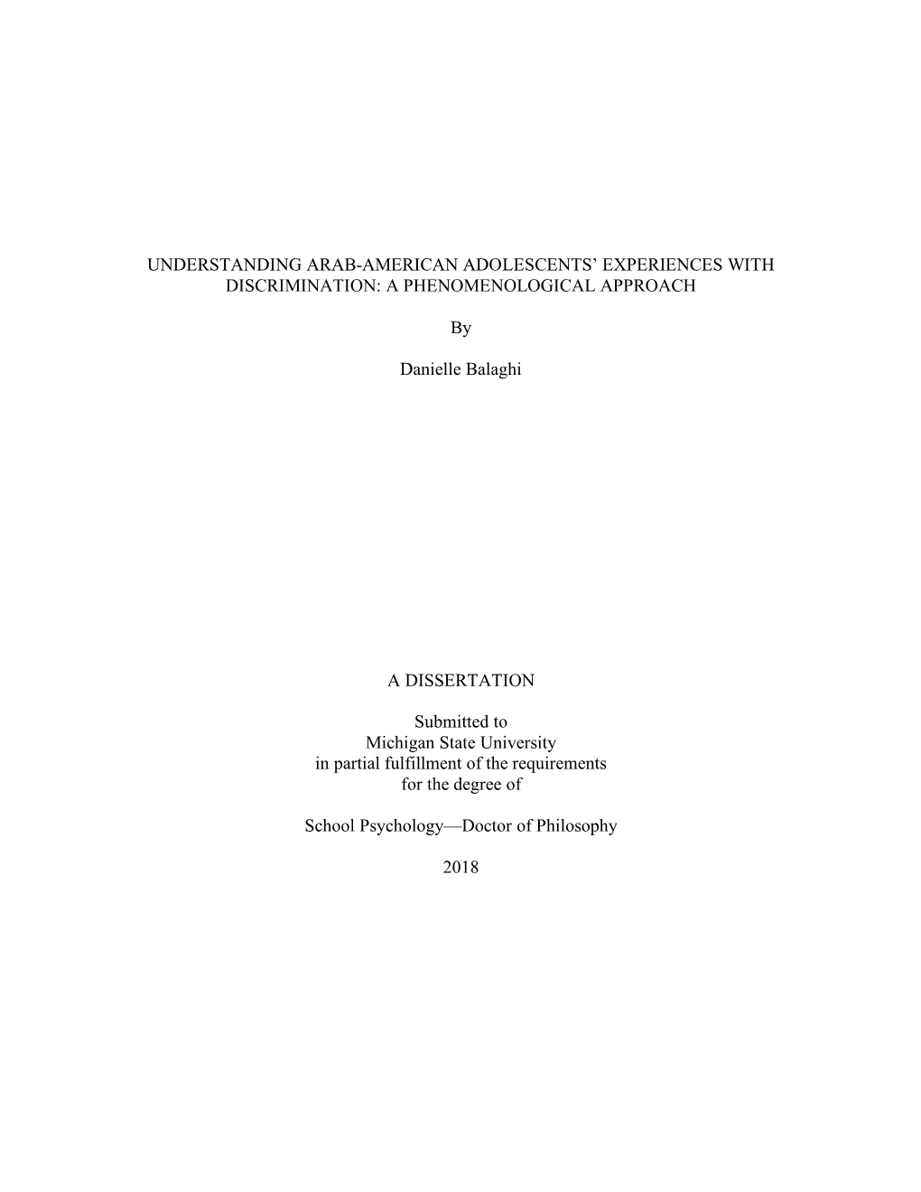 Understanding Arab-American Adolescents’ Experiences with Discrimination: a Phenomenological Approach