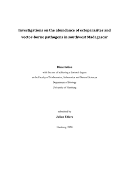 Investigations on the Abundance of Ectoparasites and Vector-Borne Pathogens in Southwest Madagascar