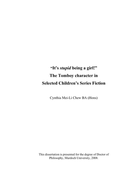 The Tomboy Character in Selected Children's Series Fiction