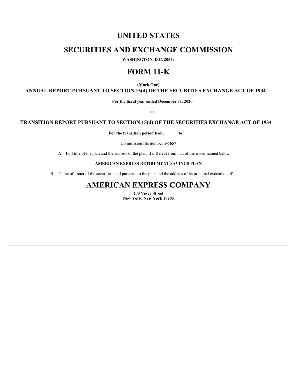 United States Securities and Exchange Commission Form