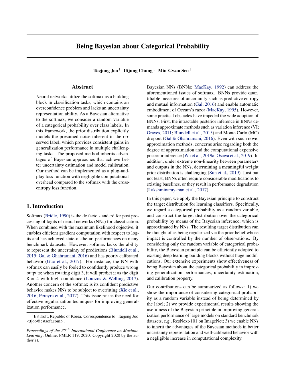 Being Bayesian About Categorical Probability