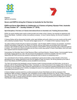 Seven and ESPN to Bring the X Games to Australia for the First Time