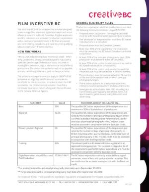 Film Incentive Bc