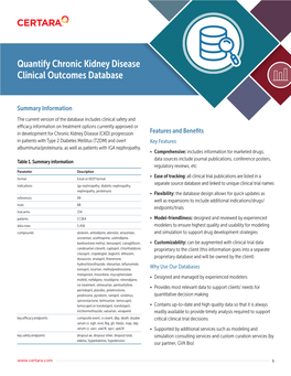 Quantify Chronic Kidney Disease Clinical Outcomes Database