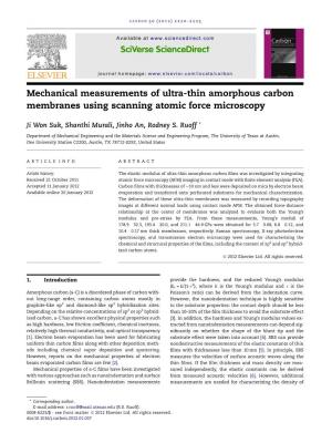 Mechanical Measurements of Ultra-Thin Amorphous Carbon Membranes Using Scanning Atomic Force Microscopy