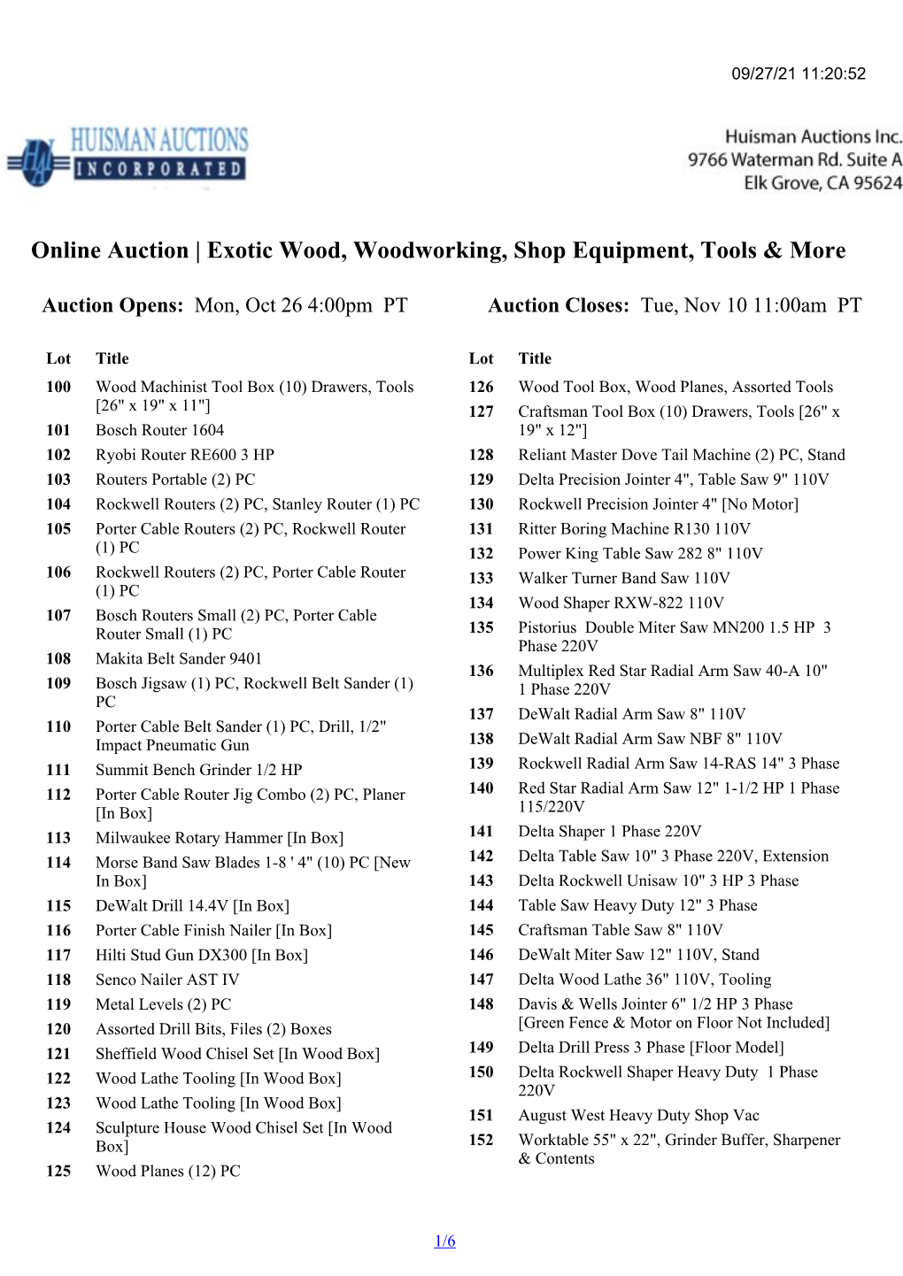 Online Auction | Exotic Wood, Woodworking, Shop Equipment, Tools & More