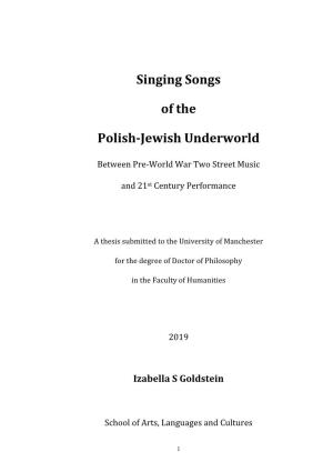Singing Songs of the Polish-Jewish Underworld