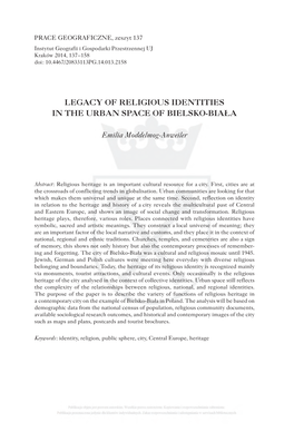 Legacy of Religious Identities in the Urban Space of Bielsko-Biała