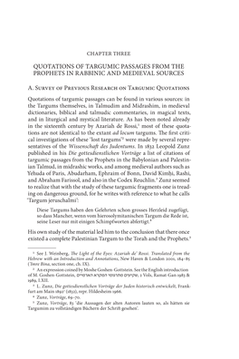 Quotations of Targumic Passages from the Prophets in Rabbinic and Medieval Sources