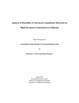 Analysis of Durability of Asvanced Cementitious Materials for Rigid