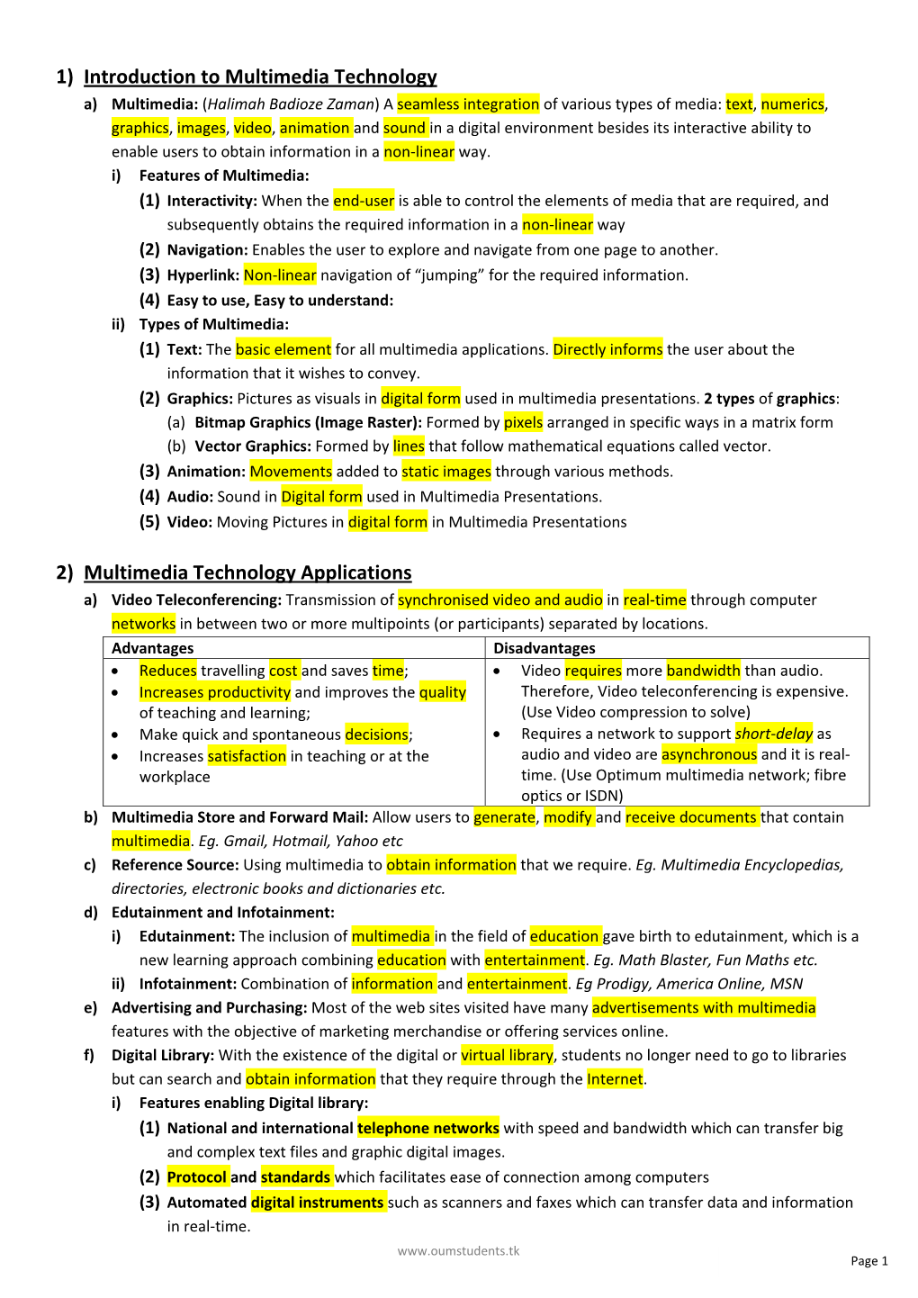 Introduction to Multimedia Technology Module Summary FULL