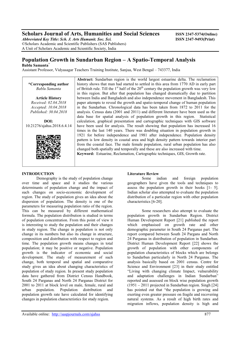 Population Growth in Sundarban Region