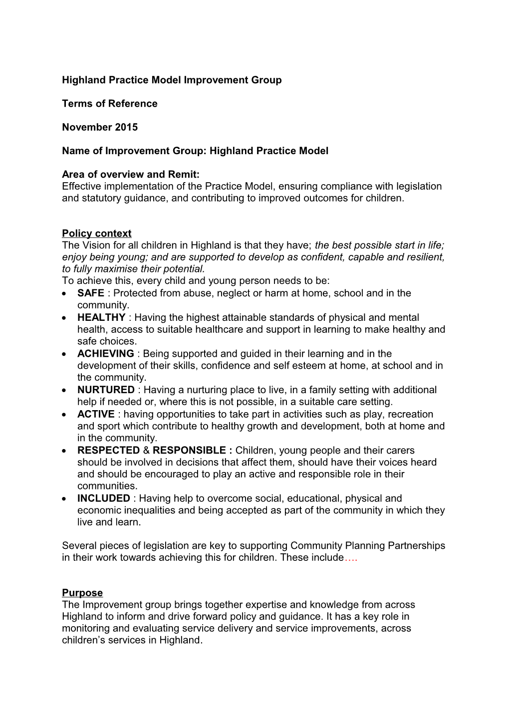 Highland Practice Model Improvement Group