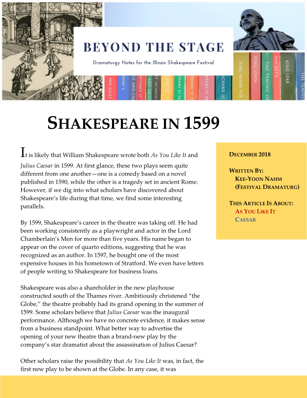 Shakespeare in 1599