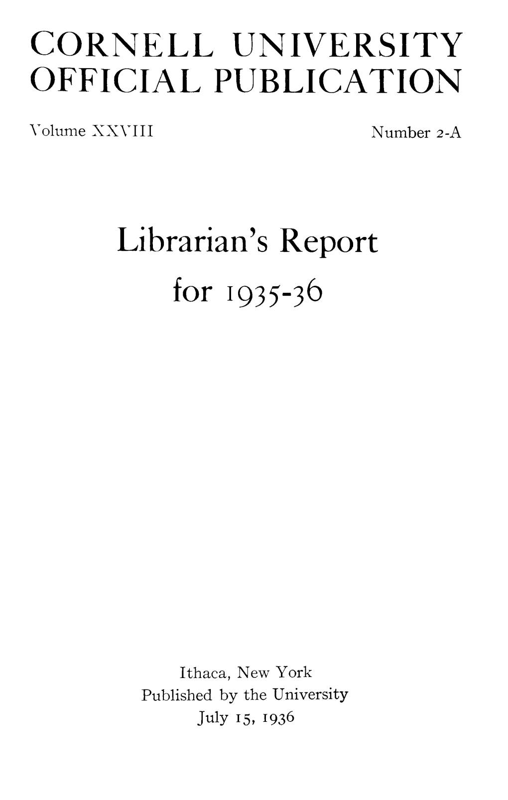 Librarian's Report