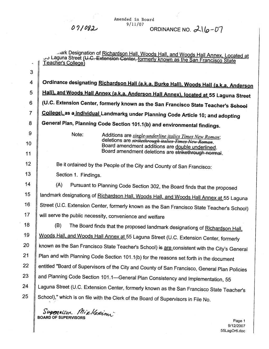 S~Tl.Rnlf . Tj/I?/~~"- BOARD of SUPERVISORS Page 1 9/12/2007 55Lagor6.Doc 1 0 71 ~;Ip- and Is Incorporated Herein by Reference