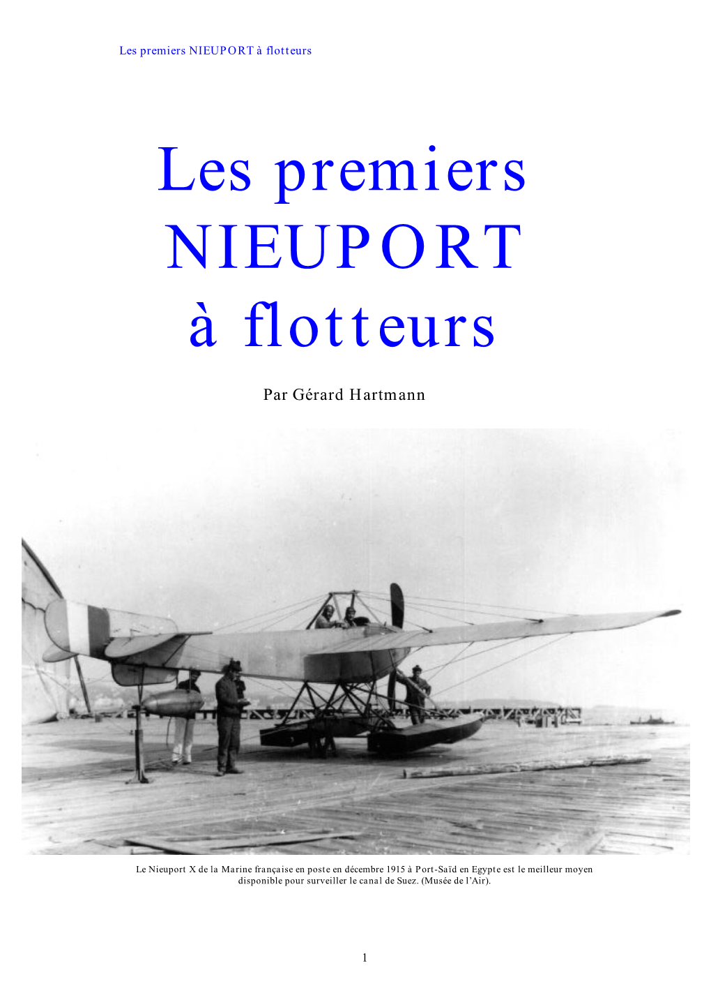 Les Premiers NIEUPORT À Flotteurs