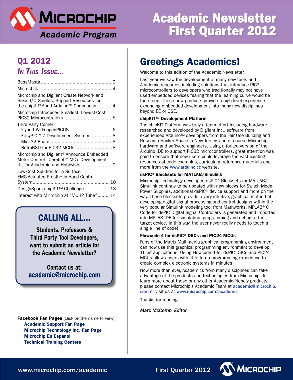 Academic Newsletter First Quarter 2012