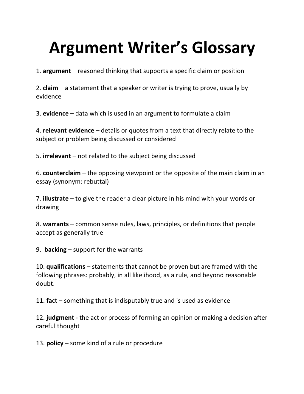 1. Argument Reasoned Thinking That Supports a Specific Claim Or Position