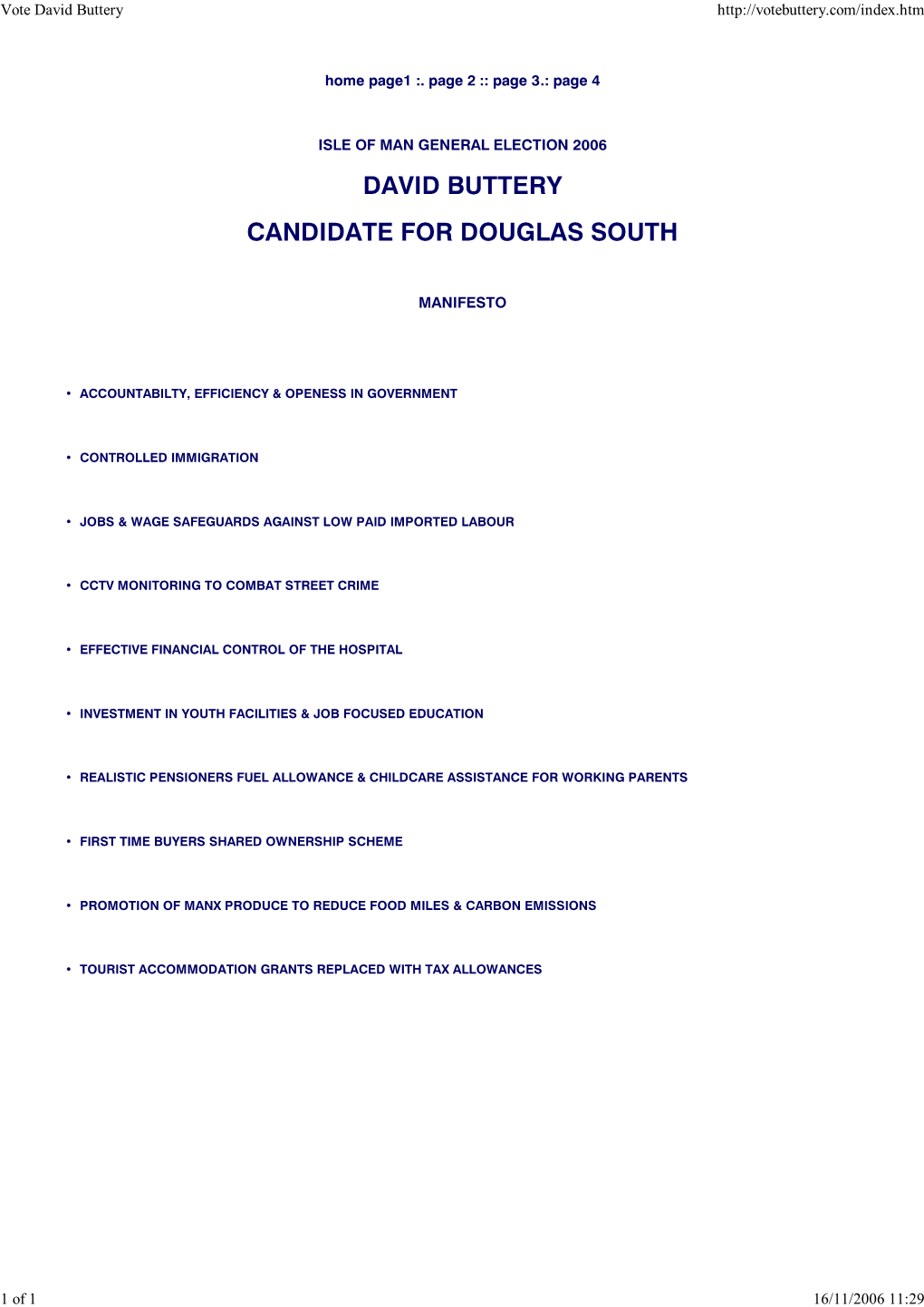 David Buttery Candidate for Douglas South