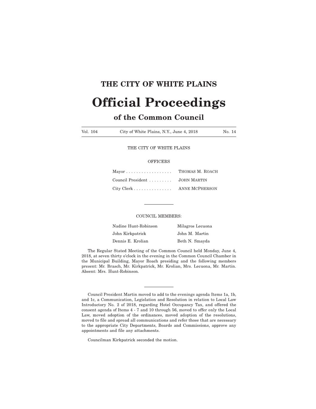 Official Proceedings of the Common Council