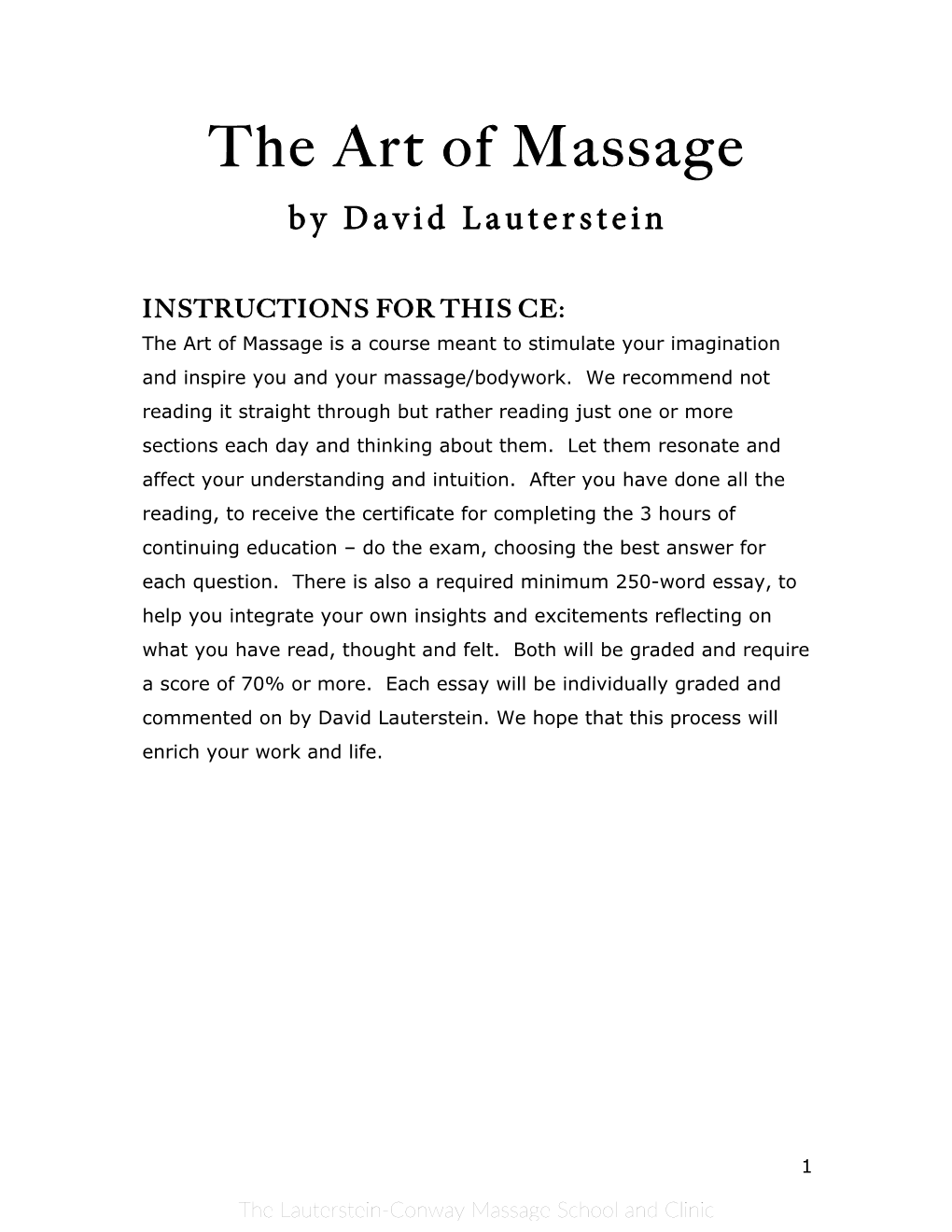 The Art of Massage by David Lauterstein