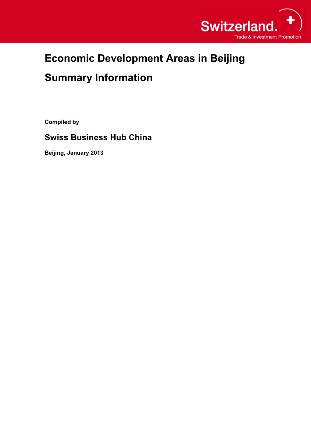 Economic Development Areas in Beijing Summary Information