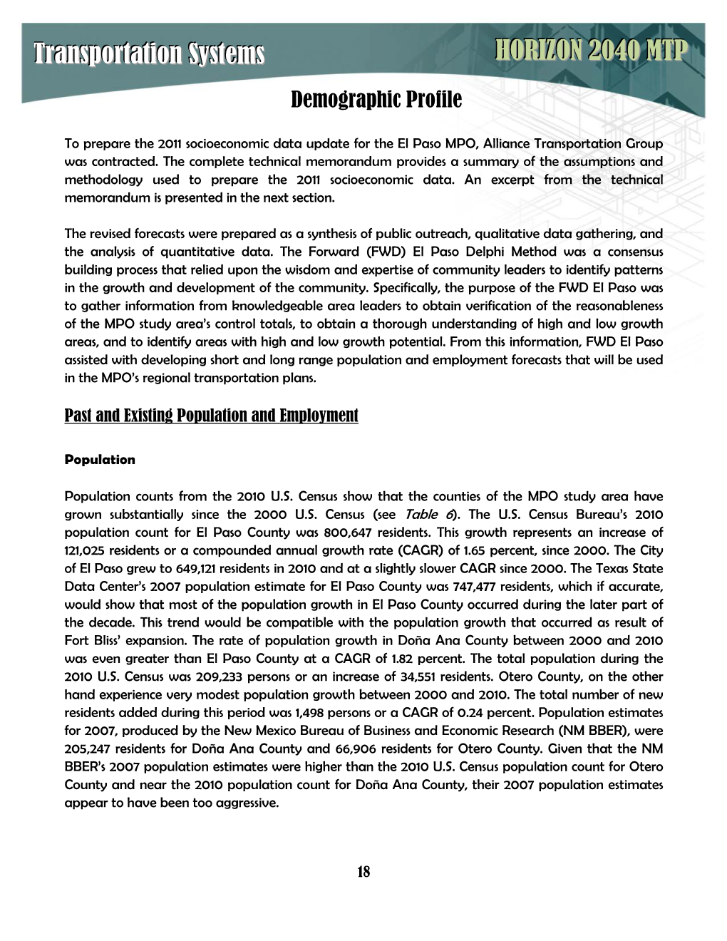 Transportation Systems HORIZON 2040