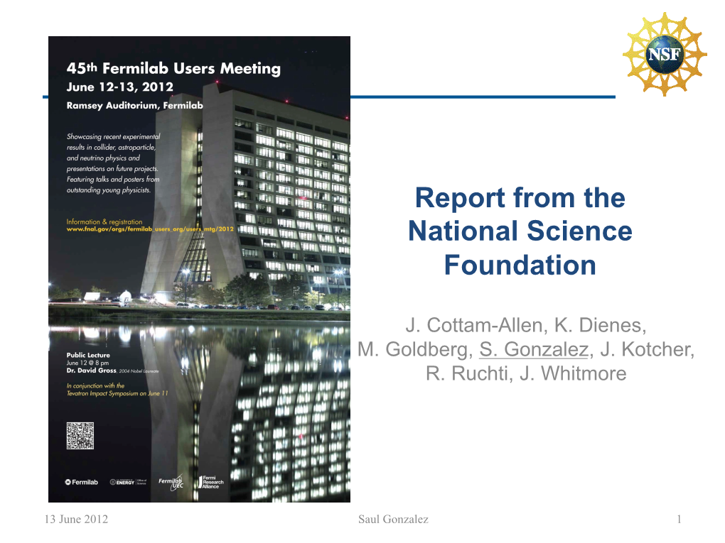 Report from the National Science Foundation