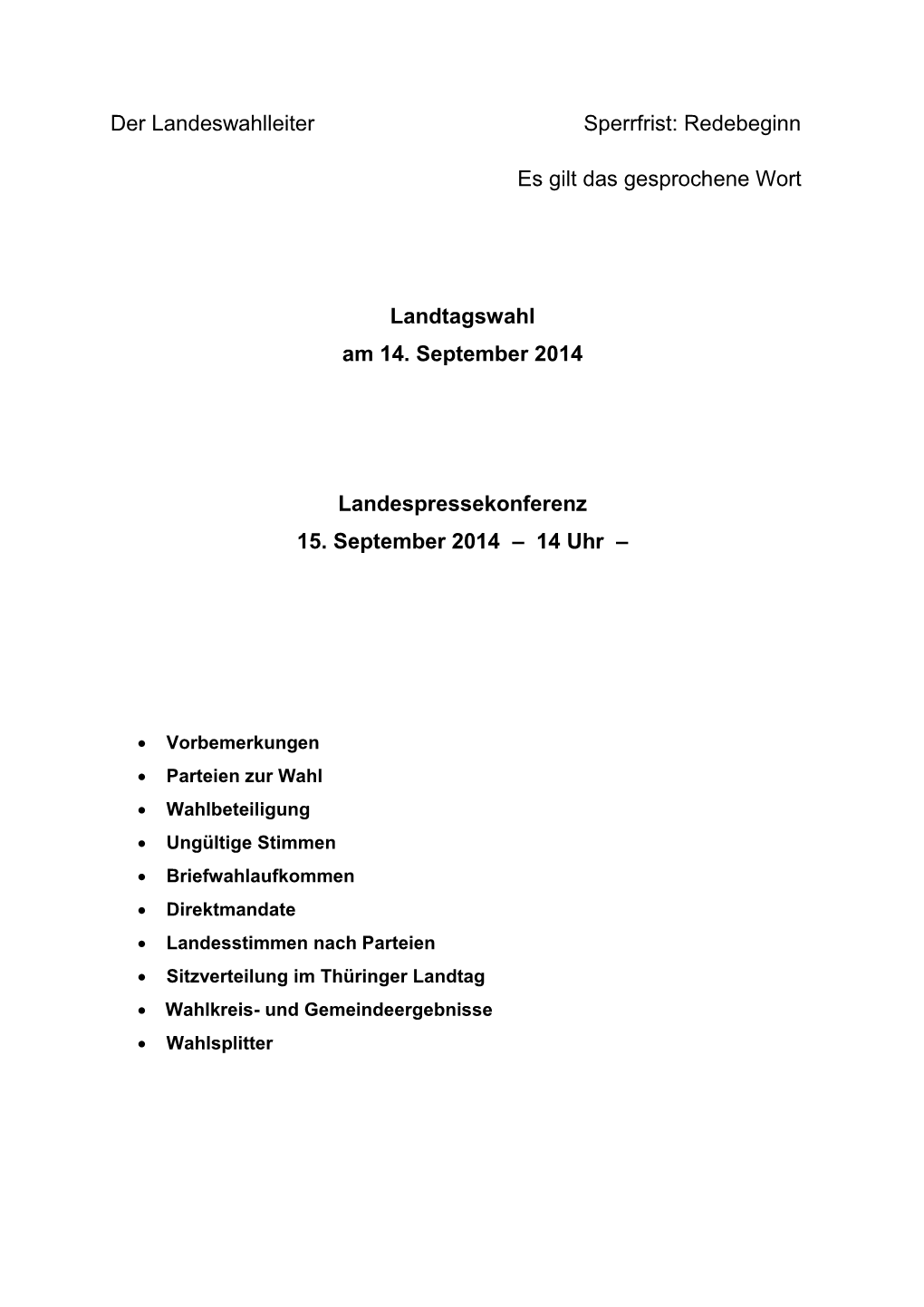 Die Landtagswahl 1999 in Thüringen