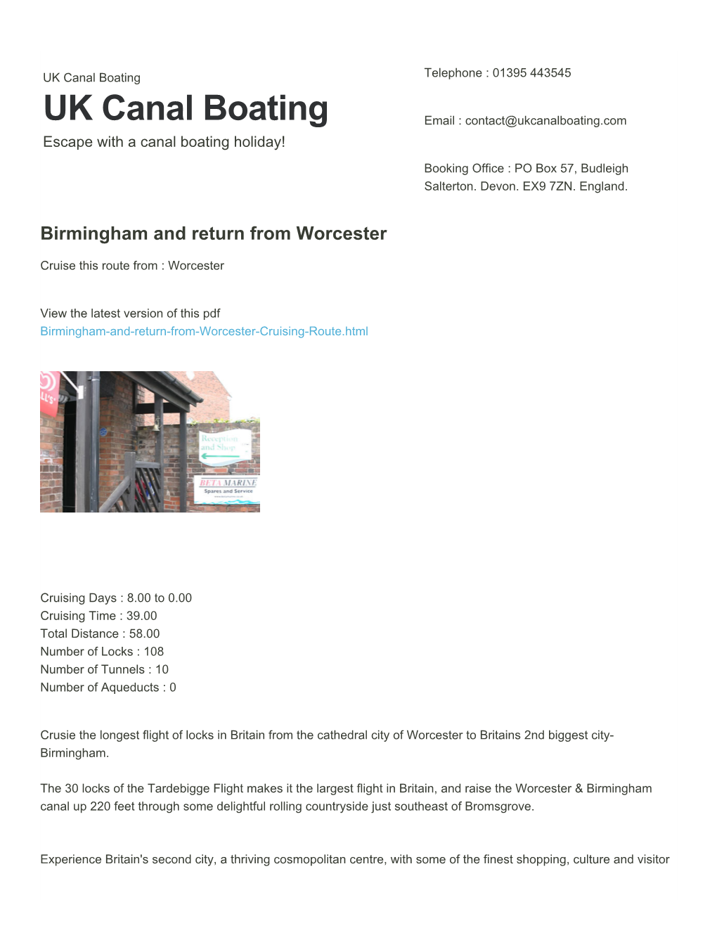 Birmingham and Return from Worcester | UK Canal Boating