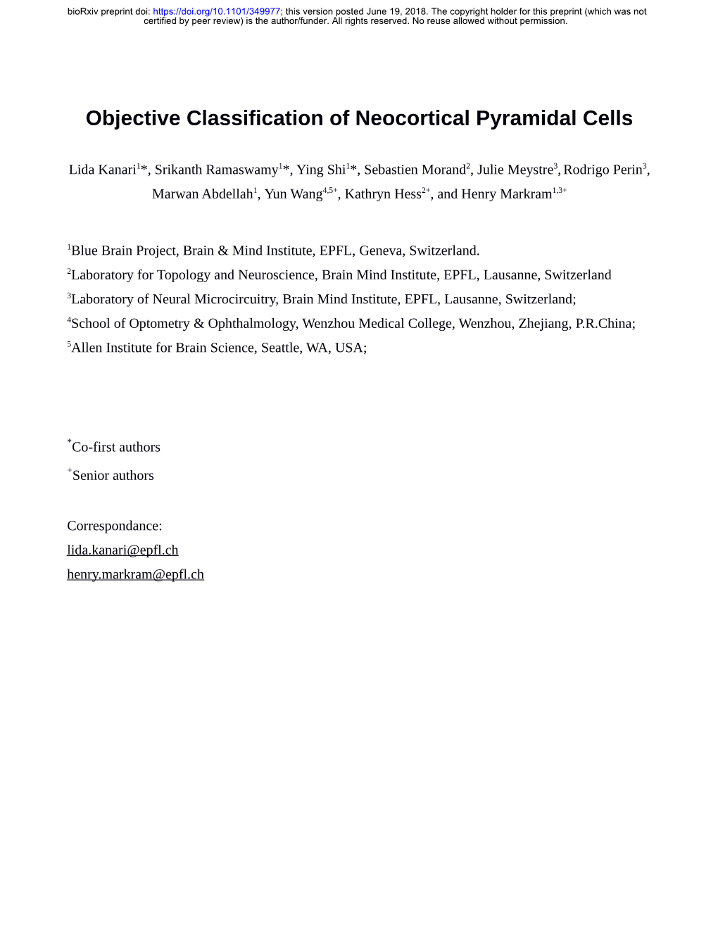 Objective Classification of Neocortical Pyramidal Cells