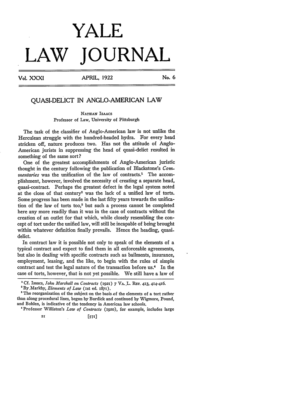 Quasi-Delict in Anglo-American Law