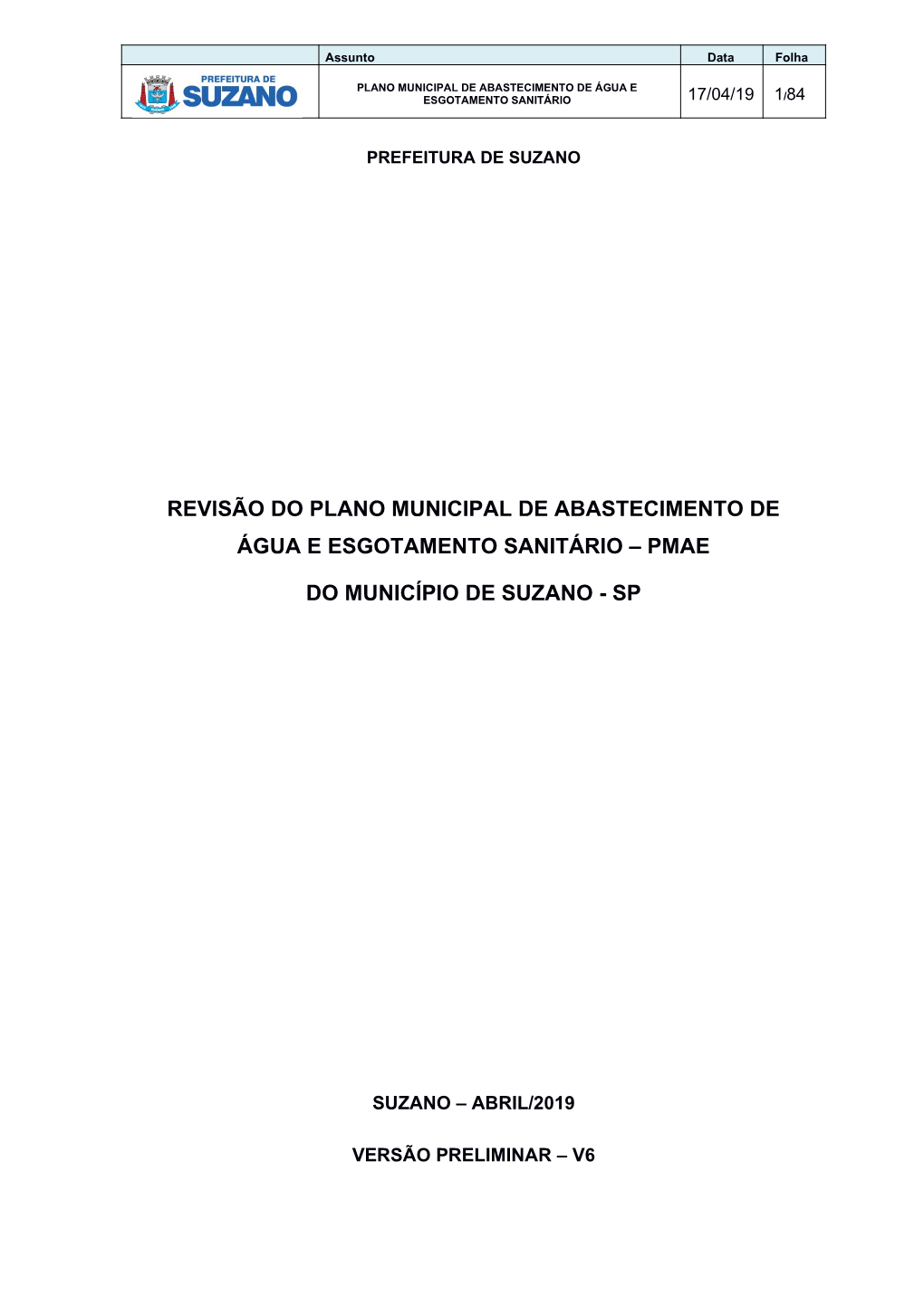 Plano Municipal De Abastecimento De Água E Esgoto Sanitário