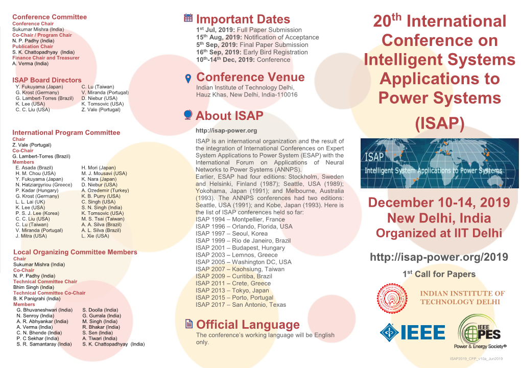 20 International Conference on Intelligent Systems Applications To