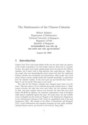 The Mathematics of the Chinese Calendar