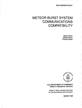 NTIA Technical Report TR-89-241 Meteor–Burst System Communications Compatibility