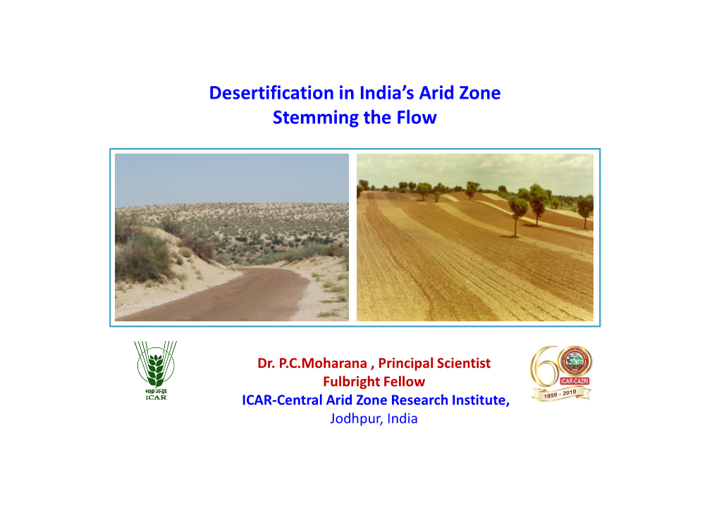 Desertification in India's Arid Zone Stemming the Flow