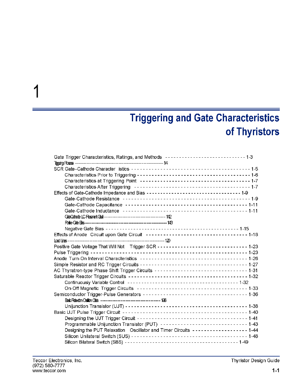 Triggering and Gate Characteristics of Thyristors
