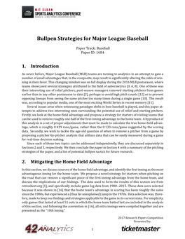 Bullpen Strategies for Major League Baseball