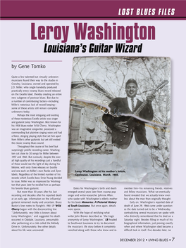 Leroy Washington Louisiana’S Guitar Wizard by Gene Tomko